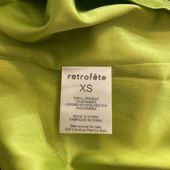 RETROFETE Anahita Silk Dress Mini Cocktail Halter Jewel Strap Neon Yellow NEW - Picture 9 of 10